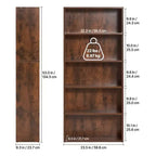 Libreria stretta a 5 ripiani, libreria aperta in legno da 135 cm con ripiani regolabili in altezza, libreria da terra alta autoportante