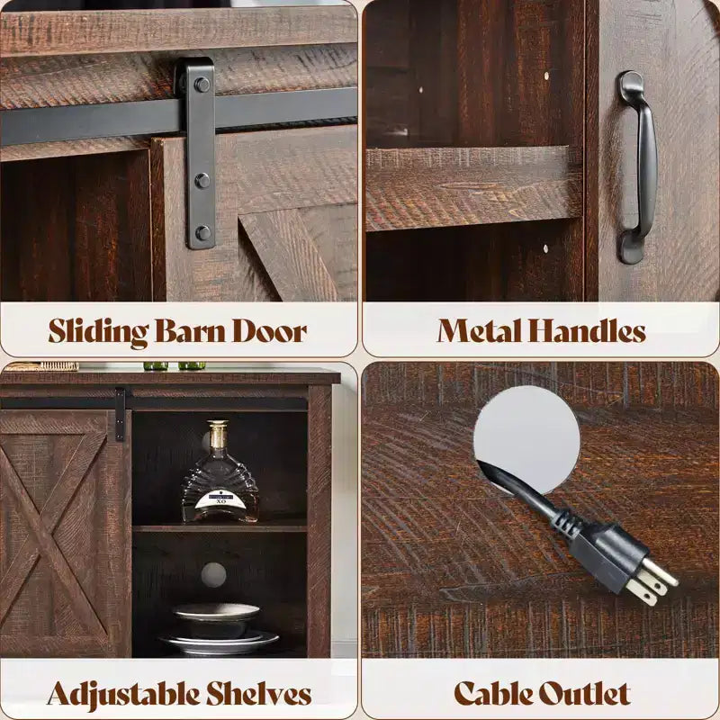 Mobile TV da fattoria da 66 pollici per televisori da 75 pollici, mobile multimediale con anta scorrevole a granaio