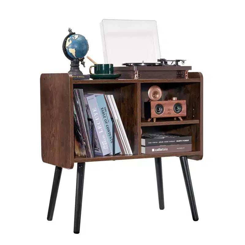 VEVOR Record Player Stand, Turntable Stand Holds Up to 100 Albums, Vintage Vinyl Record Cabinet with Removable Shelves, Record Player Table