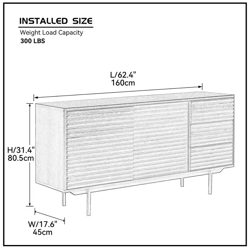 Mobile buffet Andy Mid Century 62.4 con 2 ante e 3 cassetti