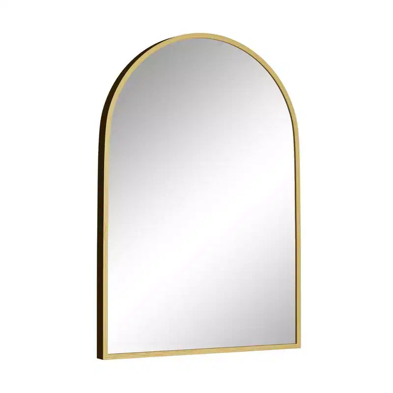 Specchio da bagno ad arco 38x26 con cornice in lega di alluminio, specchio da parete HD per camera da letto, soggiorno, ingresso, oro
