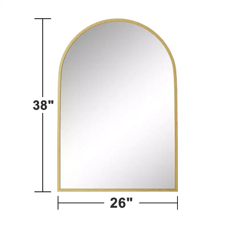 Specchio da bagno ad arco 38x26 con cornice in lega di alluminio, specchio da parete HD per camera da letto, soggiorno, ingresso, oro