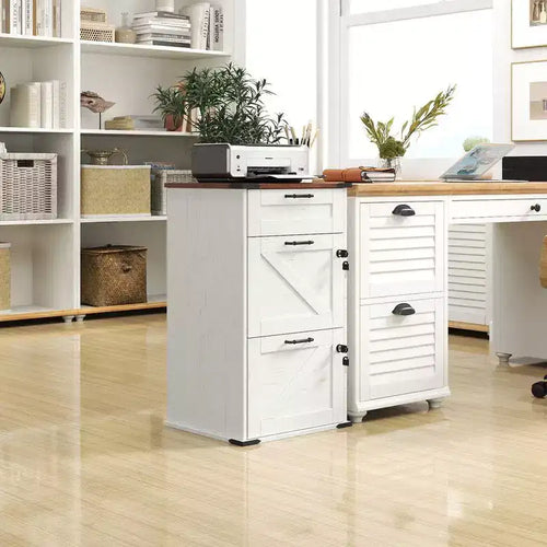 Karl Home 3-Drawer White Particle Board 17.72in. W Vertical File Cabinet