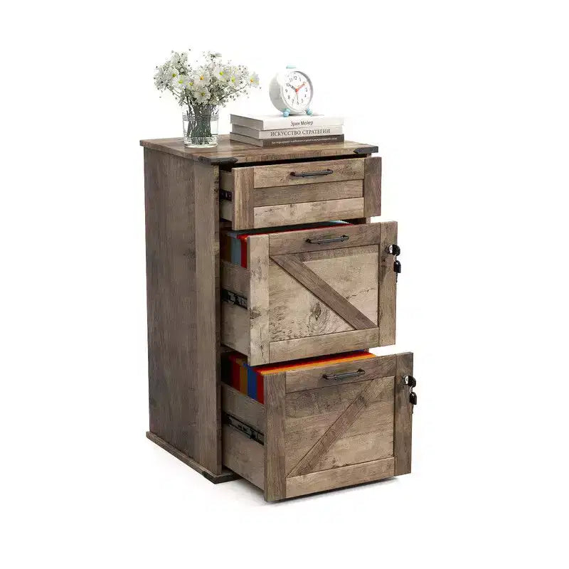 Karl Home 3-Drawer Gray Particle Board 17.72in. W Vertical File Cabinet