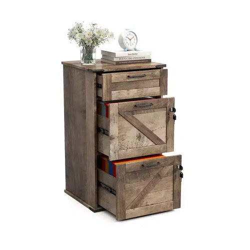 Karl Home 3-Drawer Gray Particle Board 17.72in. W Vertical File Cabinet