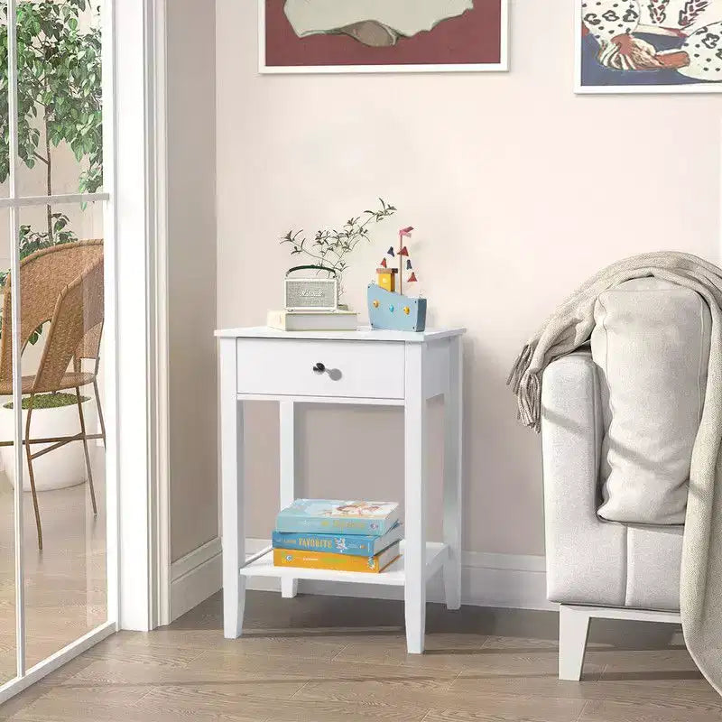 Comodino moderno semplice con cassetto, larghezza 18,11 pollici