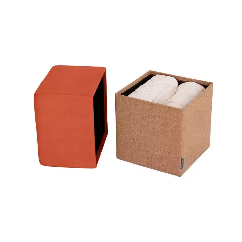 Pouf Contenitore Cubo in Tessuto di Sughero The Vineyard Collection