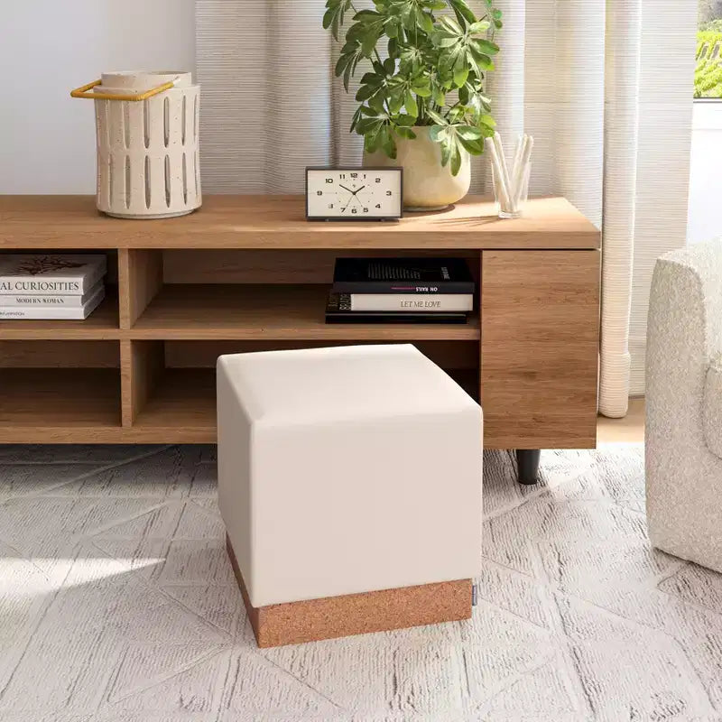 Pouf Contenitore Cubo in Tessuto di Sughero The Vineyard Collection