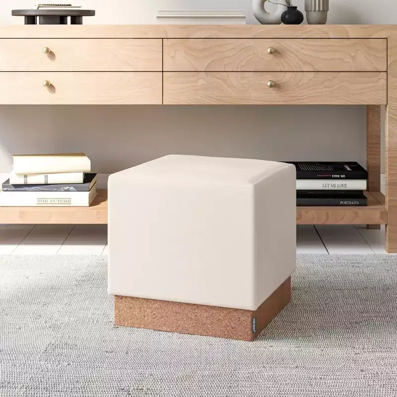 Pouf Contenitore Cubo in Tessuto di Sughero The Vineyard Collection