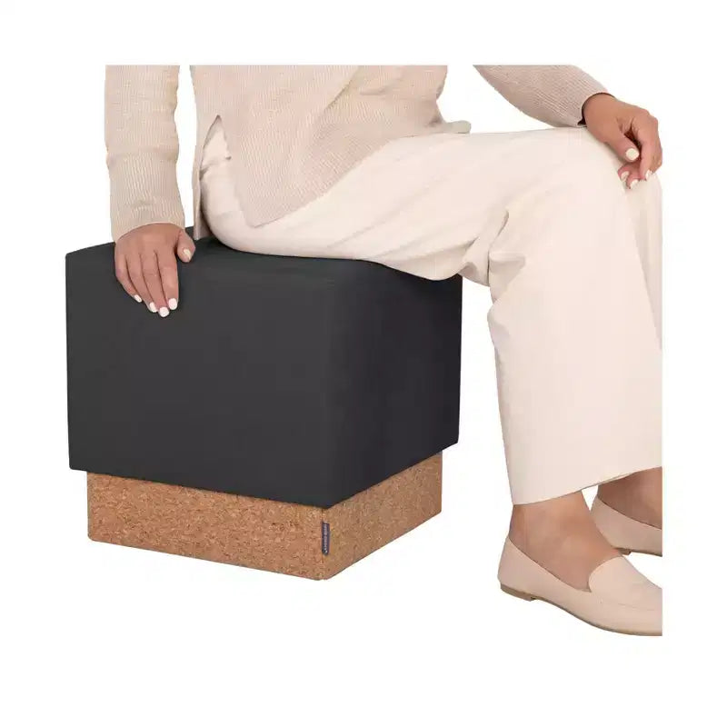 Pouf Contenitore Cubo in Tessuto di Sughero The Vineyard Collection