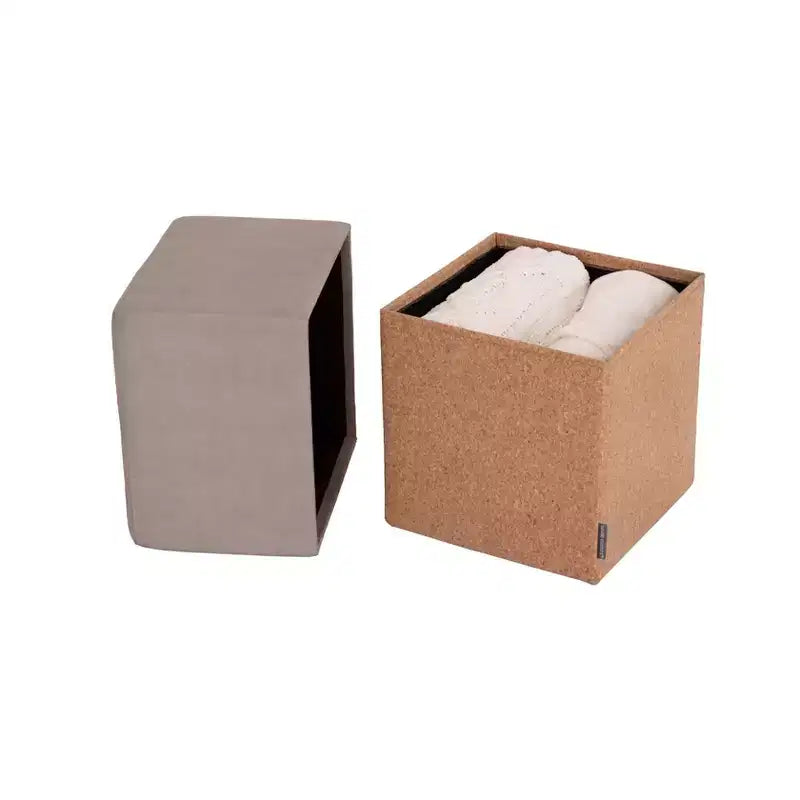Pouf Contenitore Cubo in Tessuto di Sughero The Vineyard Collection