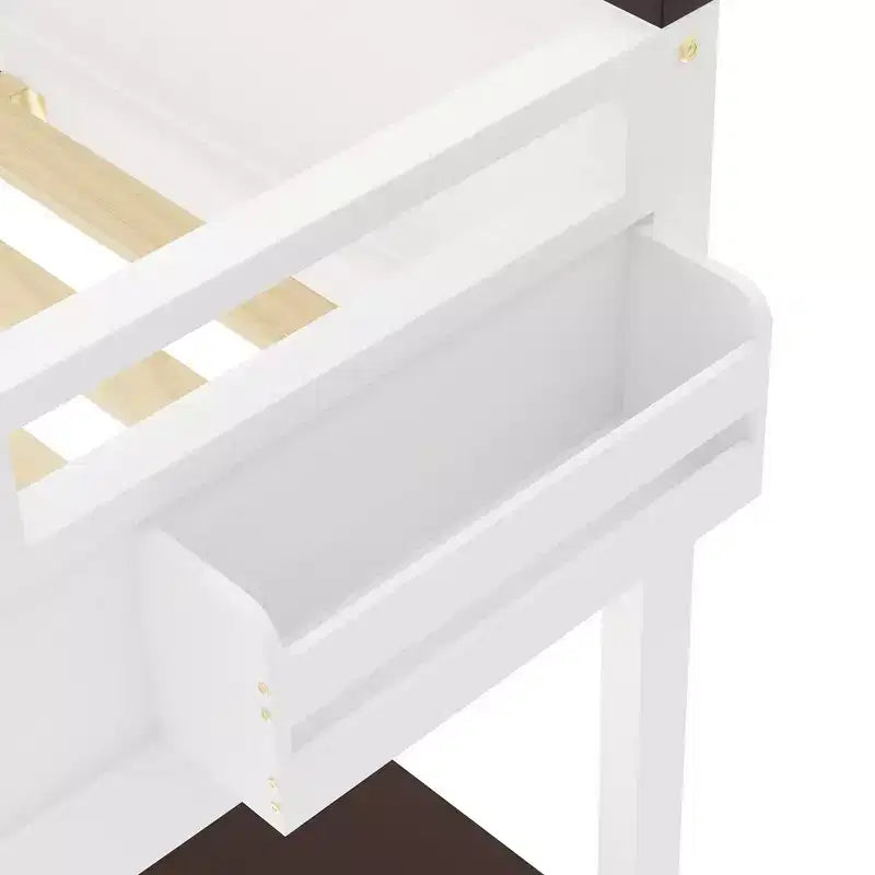Letto a soppalco matrimoniale Jacqueline in legno moderno con scrivania e porta di ricarica