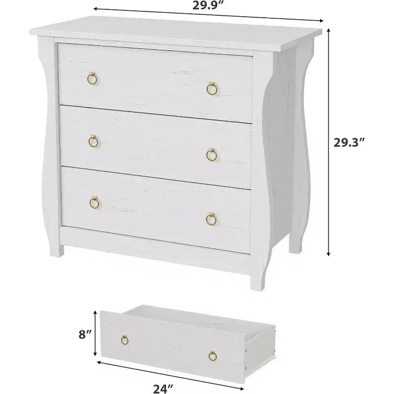 Cassettiera a 3 cassetti Comò alto moderno Boho con gambe curve, dettagli in rattan e contenitore versatile per camera da letto, soggiorno, ingresso o balcone