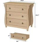 Cassettiera a 3 cassetti Comò alto moderno Boho con gambe curve, dettagli in rattan e contenitore versatile per camera da letto, soggiorno, ingresso o balcone