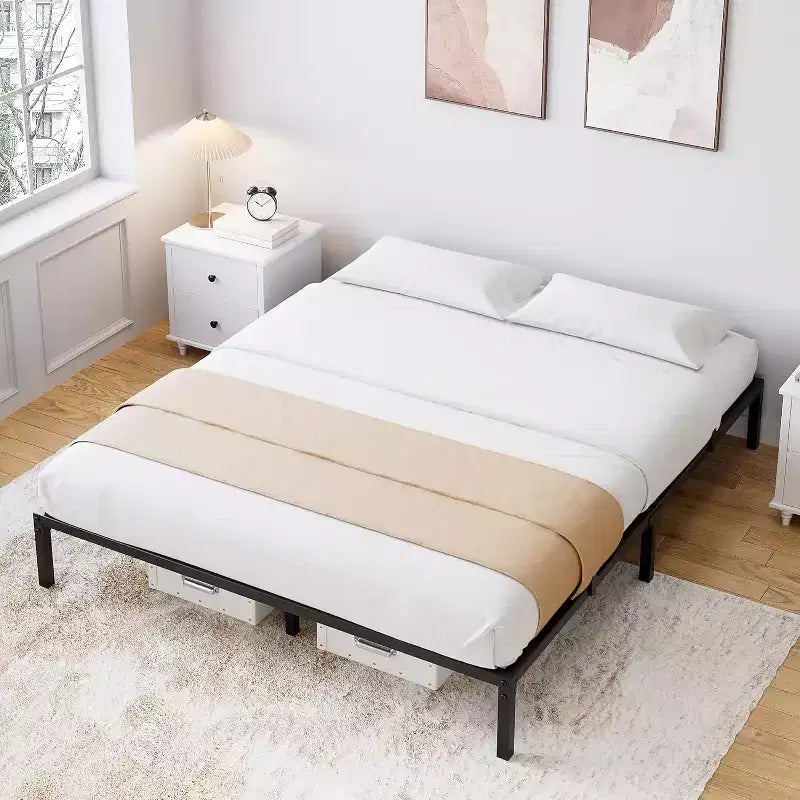 Struttura Letto in Metallo, Base Letto a Piattaforma con Robuste Doghe in Acciaio, con Spazio Contenitore Sotto il Letto per Camera da Letto e Appartamento - Nessun Box Spring Necessario, Silenzioso, Facile da Montare