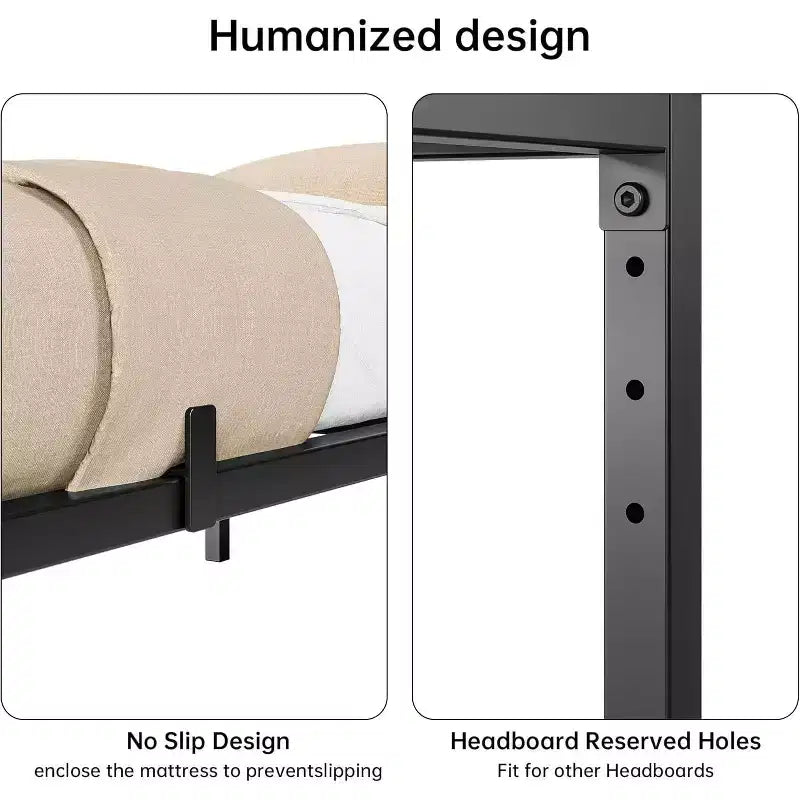 Struttura Letto in Metallo, Base Letto a Piattaforma con Robuste Doghe in Acciaio, con Spazio Contenitore Sotto il Letto per Camera da Letto e Appartamento - Nessun Box Spring Necessario, Silenzioso, Facile da Montare