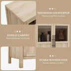 Credenza a Buffet con 2 Ante in Vetro - Armadio Contenitore Grande da 74 cm, Stile Moderno Rustico, Adatta per Cucina, Sala da Pranzo e Soggiorno
