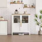Credenza a Buffet con 2 Ante in Vetro - Armadio Contenitore Grande da 74 cm, Stile Moderno Rustico, Adatta per Cucina, Sala da Pranzo e Soggiorno