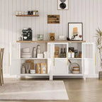 Credenza a Buffet con 2 Ante in Vetro - Armadio Contenitore Grande da 74 cm, Stile Moderno Rustico, Adatta per Cucina, Sala da Pranzo e Soggiorno