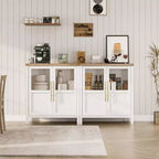 Credenza a Buffet con 2 Ante in Vetro - Armadio Contenitore Grande da 74 cm, Stile Moderno Rustico, Adatta per Cucina, Sala da Pranzo e Soggiorno