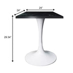 Tavolo da pranzo quadrato Verve 24 - Tavolo da caffè d'accento moderno con piano in MDF e base a piedistallo bianca per cucina, casa e bar