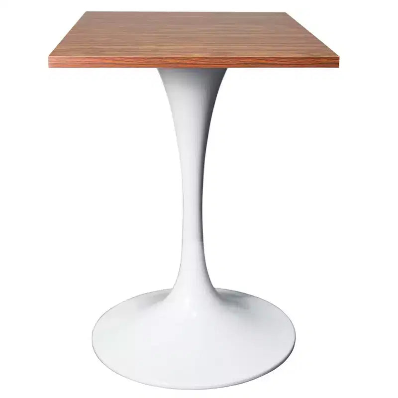 Tavolo da pranzo quadrato Verve 24 - Tavolo da caffè d'accento moderno con piano in MDF e base a piedistallo bianca per cucina, casa e bar