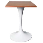 Tavolo da pranzo quadrato Verve 24 - Tavolo da caffè d'accento moderno con piano in MDF e base a piedistallo bianca per cucina, casa e bar
