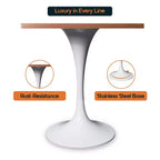 Tavolo da pranzo quadrato Verve 24 - Tavolo da caffè d'accento moderno con piano in MDF e base a piedistallo bianca per cucina, casa e bar