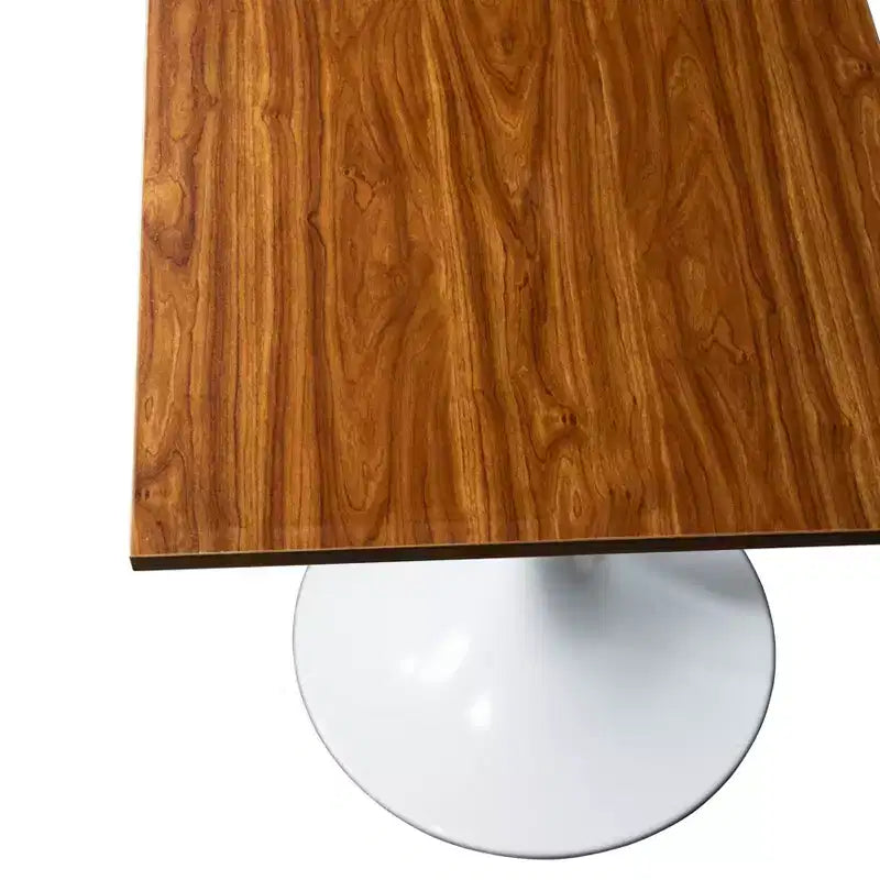 Tavolo da pranzo quadrato Verve 24 - Tavolo da caffè d'accento moderno con piano in MDF e base a piedistallo bianca per cucina, casa e bar
