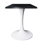 Tavolo da pranzo quadrato Verve 24 - Tavolo da caffè d'accento moderno con piano in MDF e base a piedistallo bianca per cucina, casa e bar
