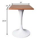 Tavolo da pranzo quadrato Verve 24 - Tavolo da caffè d'accento moderno con piano in MDF e base a piedistallo bianca per cucina, casa e bar