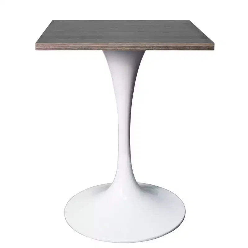 Tavolo da pranzo quadrato Verve 24 - Tavolo da caffè d'accento moderno con piano in MDF e base a piedistallo bianca per cucina, casa e bar
