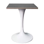 Tavolo da pranzo quadrato Verve 24 - Tavolo da caffè d'accento moderno con piano in MDF e base a piedistallo bianca per cucina, casa e bar