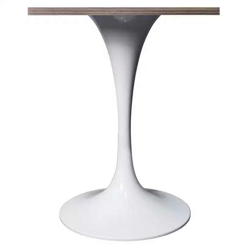 Tavolo da pranzo quadrato Verve 24 - Tavolo da caffè d'accento moderno con piano in MDF e base a piedistallo bianca per cucina, casa e bar