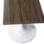 Tavolo da pranzo quadrato Verve 24 - Tavolo da caffè d'accento moderno con piano in MDF e base a piedistallo bianca per cucina, casa e bar
