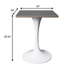 Tavolo da pranzo quadrato Verve 24 - Tavolo da caffè d'accento moderno con piano in MDF e base a piedistallo bianca per cucina, casa e bar