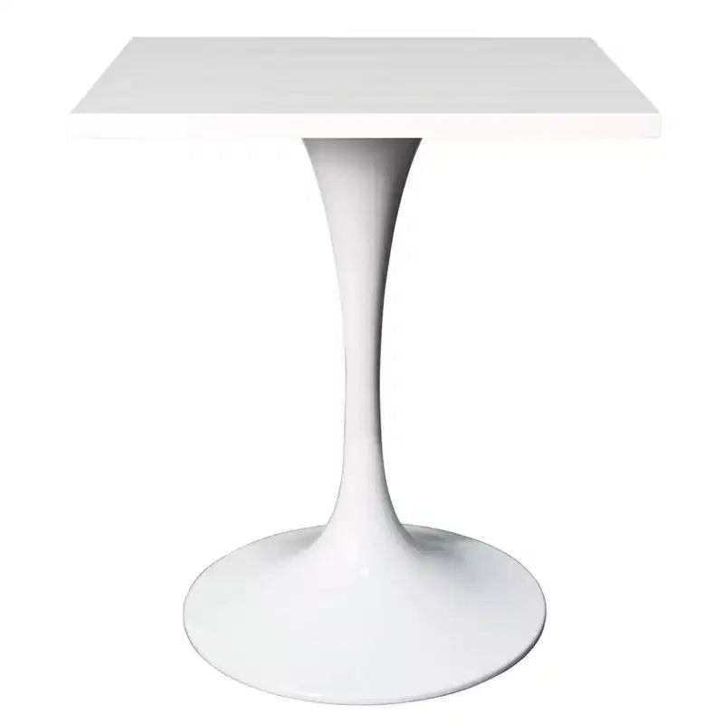 Tavolo da pranzo quadrato Verve 24 - Tavolo da caffè d'accento moderno con piano in MDF e base a piedistallo bianca per cucina, casa e bar