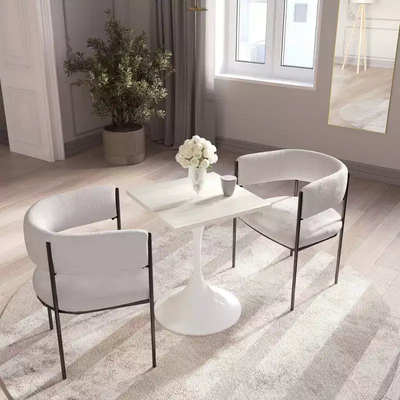 Tavolo da pranzo quadrato Verve 24 - Tavolo da caffè d'accento moderno con piano in MDF e base a piedistallo bianca per cucina, casa e bar