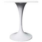 Tavolo da pranzo quadrato Verve 24 - Tavolo da caffè d'accento moderno con piano in MDF e base a piedistallo bianca per cucina, casa e bar