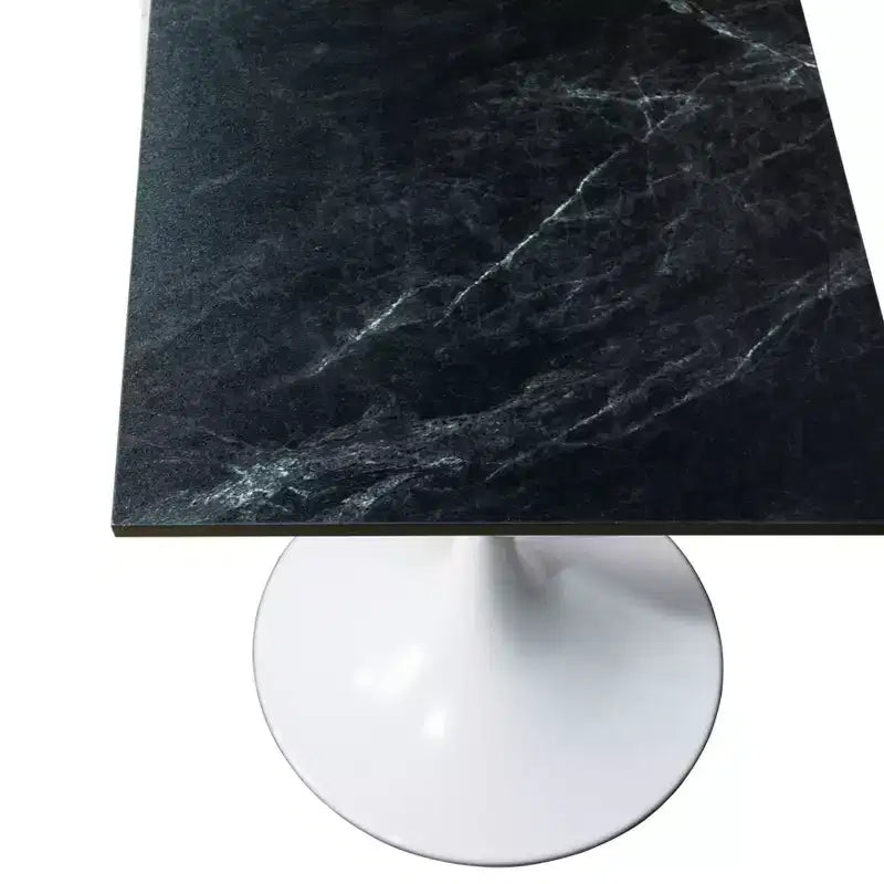 Tavolo da pranzo quadrato Verve 24 - Tavolo da caffè d'accento moderno con piano in MDF e base a piedistallo bianca per cucina, casa e bar