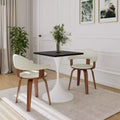 LeisureMod Verve 24 Sqaure Dining Table - Modern MDF Top with White Pedestal Base Accent Cafe Table for Kitchen, Home, and Cafes