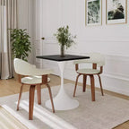 LeisureMod Verve 24 Sqaure Dining Table - Modern MDF Top with White Pedestal Base Accent Cafe Table for Kitchen, Home, and Cafes