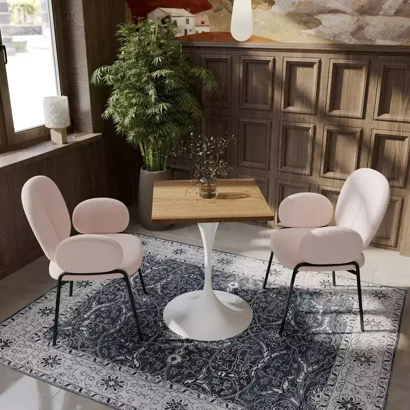 Tavolo da pranzo quadrato Verve 24 - Tavolo da caffè d'accento moderno con piano in MDF e base a piedistallo bianca per cucina, casa e bar