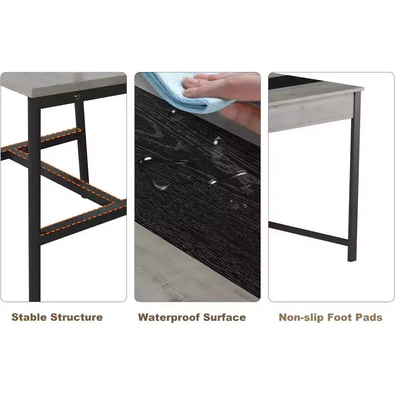 Set da pranzo per 4 con panca, con scaffale portaoggetti, cassetti, sedie da pranzo in legno, design moderno compatto, tavolo da pranzo multifunzionale