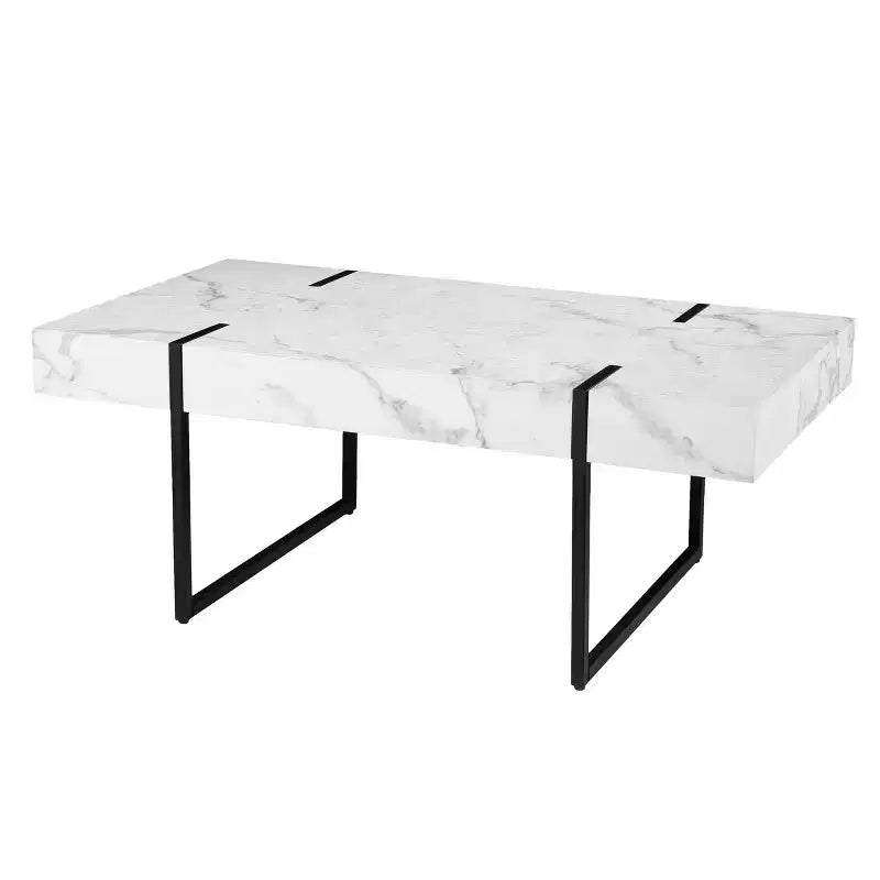 Tavolino da cocktail moderno effetto marmo - Bianco -