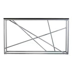Arendal Faux Stone Skinny Console Table - Silver - SEI