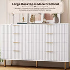 Cassettiera Moderna Larga 54", Comò a 8 Cassetti per Camera da Letto, Organizzatore in Legno, Comò Doppio Grande con Porta TV, per Soggiorno, Ingresso