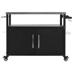 54.5 Isola da cucina per esterni con piano in acciaio inox, portaspezie e portasciugamani, carrello per barbecue con ruote bloccabili, nero -