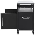54.5 Isola da cucina per esterni con piano in acciaio inox, portaspezie e portasciugamani, carrello per barbecue con ruote bloccabili, nero -