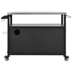 54.5 Isola da cucina per esterni con piano in acciaio inox, portaspezie e portasciugamani, carrello per barbecue con ruote bloccabili, nero -